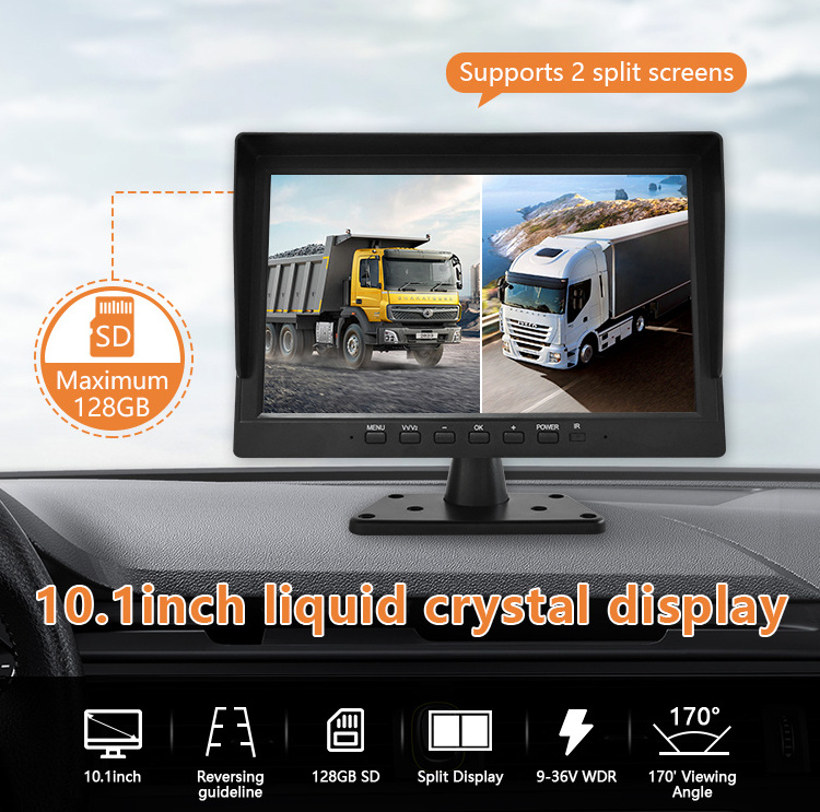 10.1 Inch Hd Screen Quad View Vehicle Bus Monitor Rear View Monitor