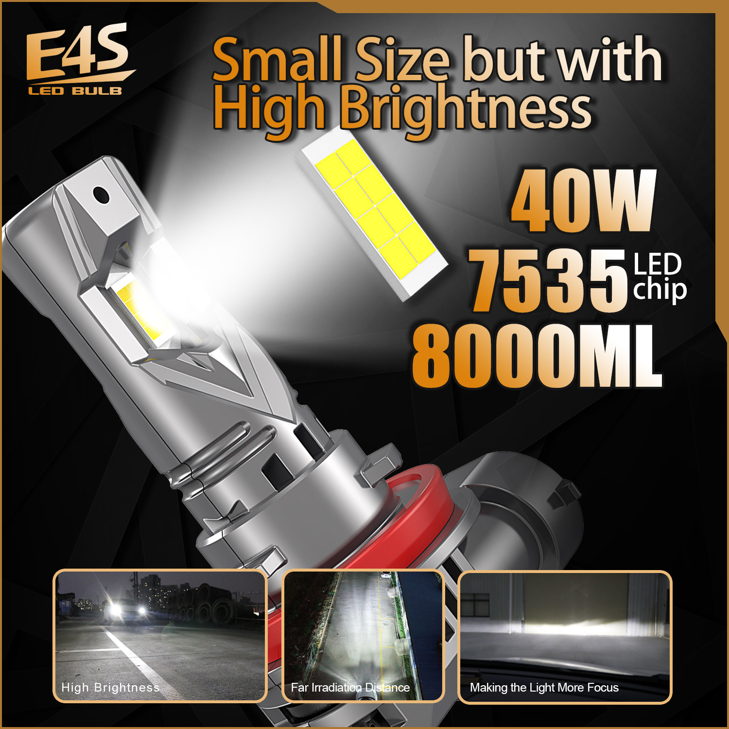 FSYLX 60W E4S LED H1 H3 H4 H11 9005 9006 9012 9004 Led Headlight Bulb H7 LED Head Lamp Canbus Fog Light for tesla