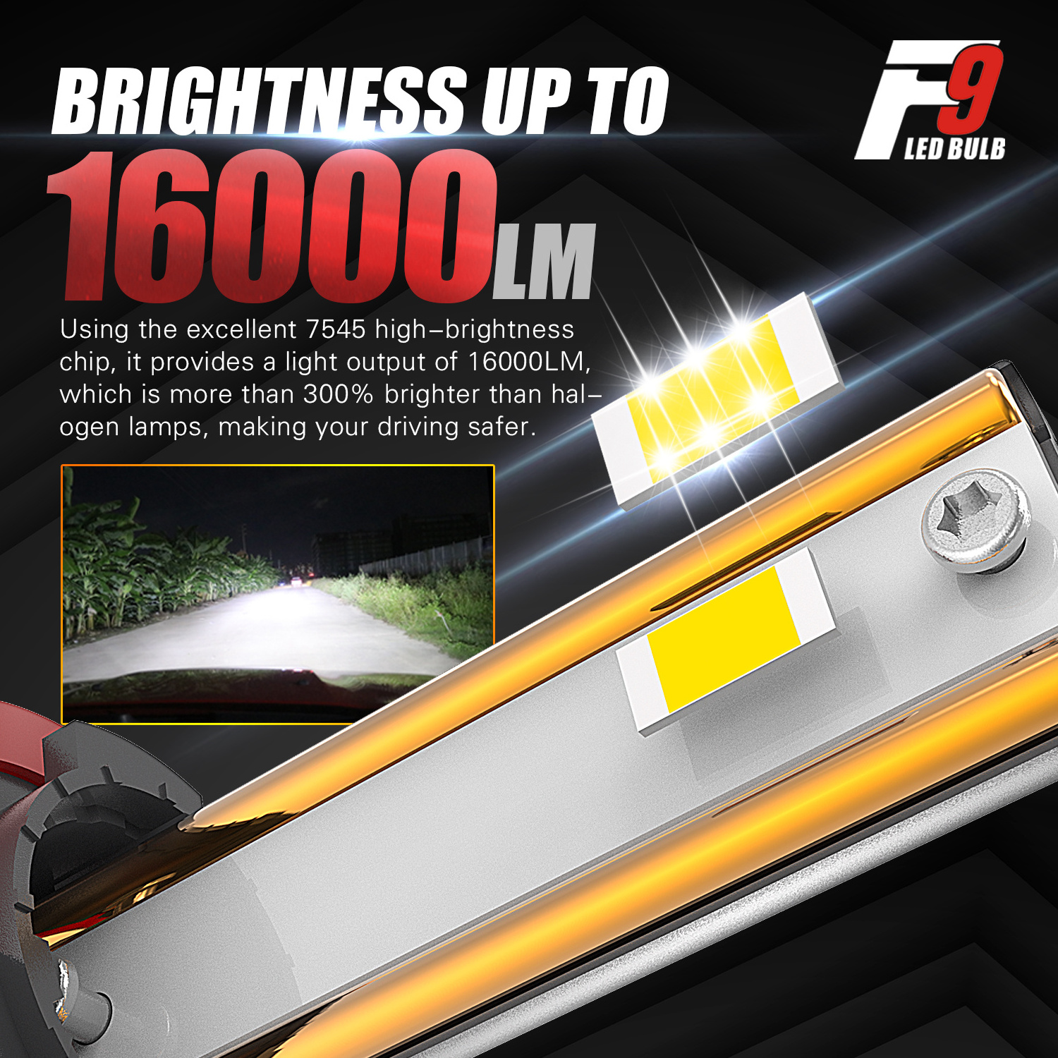 FSYLX F9 H4 H7 H11 Led Headlight 180W 32000LM H4 H7 H8 H11 9005 9006 9012 canbus led headlights h4 H7 90W Led fog headlamp bulbs