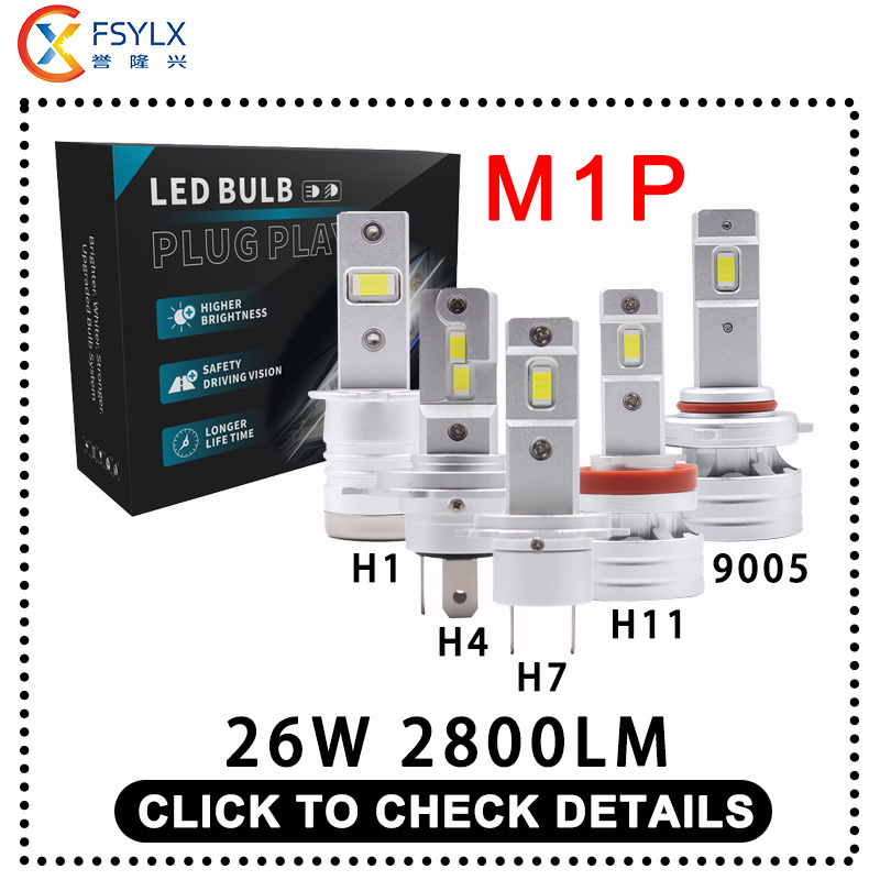 M2P 60W Mini Size Fan H7 LED headlight H11 LED H7 headlight bulb 9005 9006 9012 H4 CSP 3570 Car LED light Fog Lamps