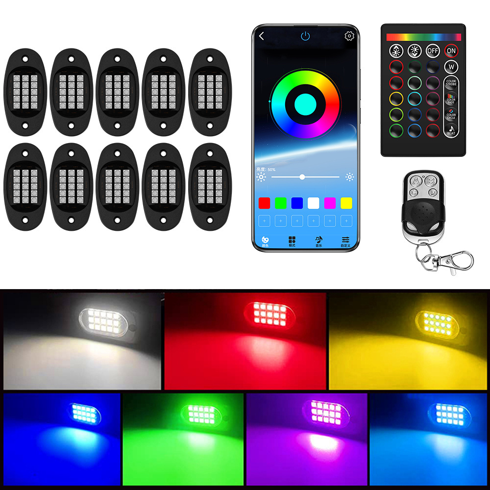 4/6/8/10 Pods LED Rock Lights for Trucks Music Mode APP Remote Control Neon Underglow Lighting Kit for Jeep Off Road SUV Car ATV