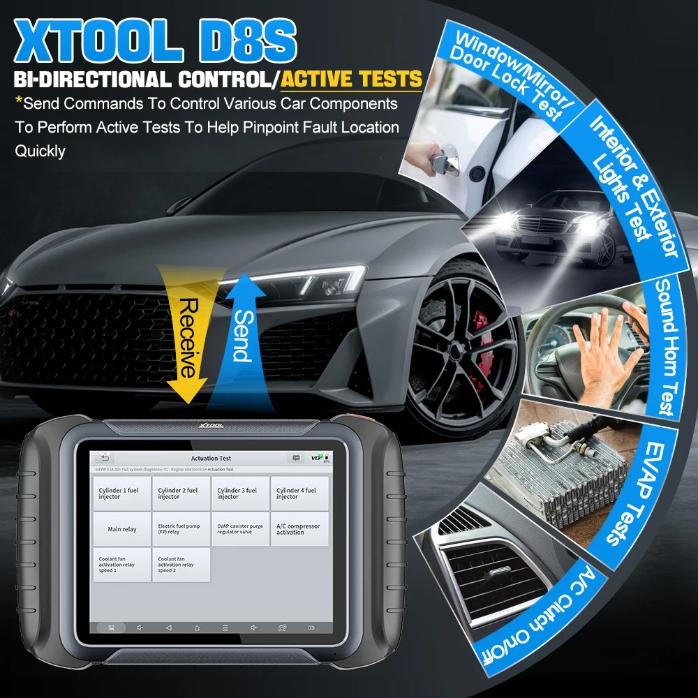 XTOOL D8S Car Diagnostic Tools ECU Coding Active Test Key Programmer 38 Service Automotive Tool With CAN FD DOIP Protocol