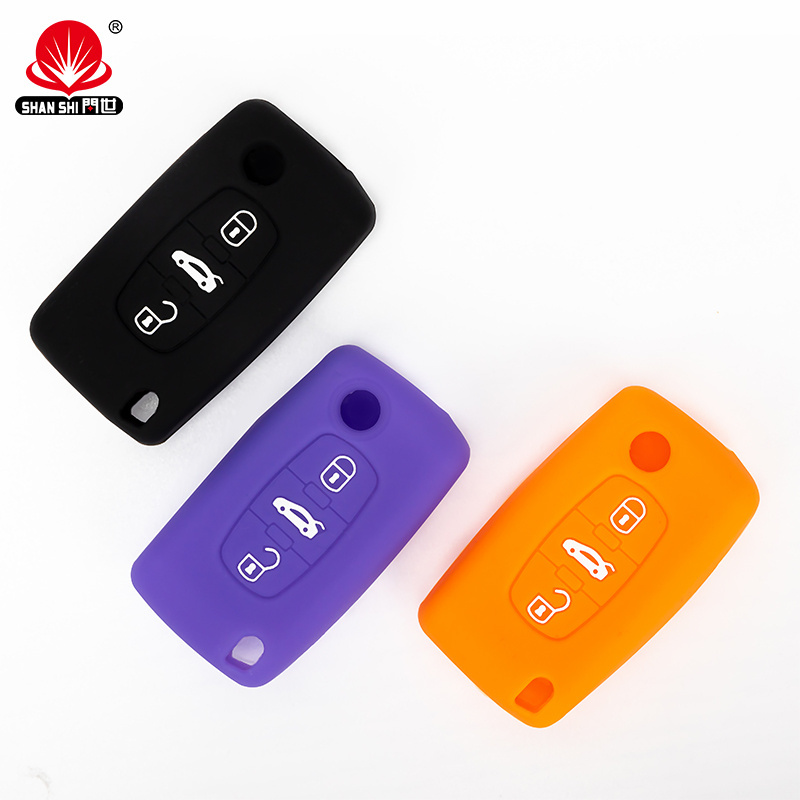 New Folding Silicone Soft Car Key Cover for Peugeot Silicone Key cover