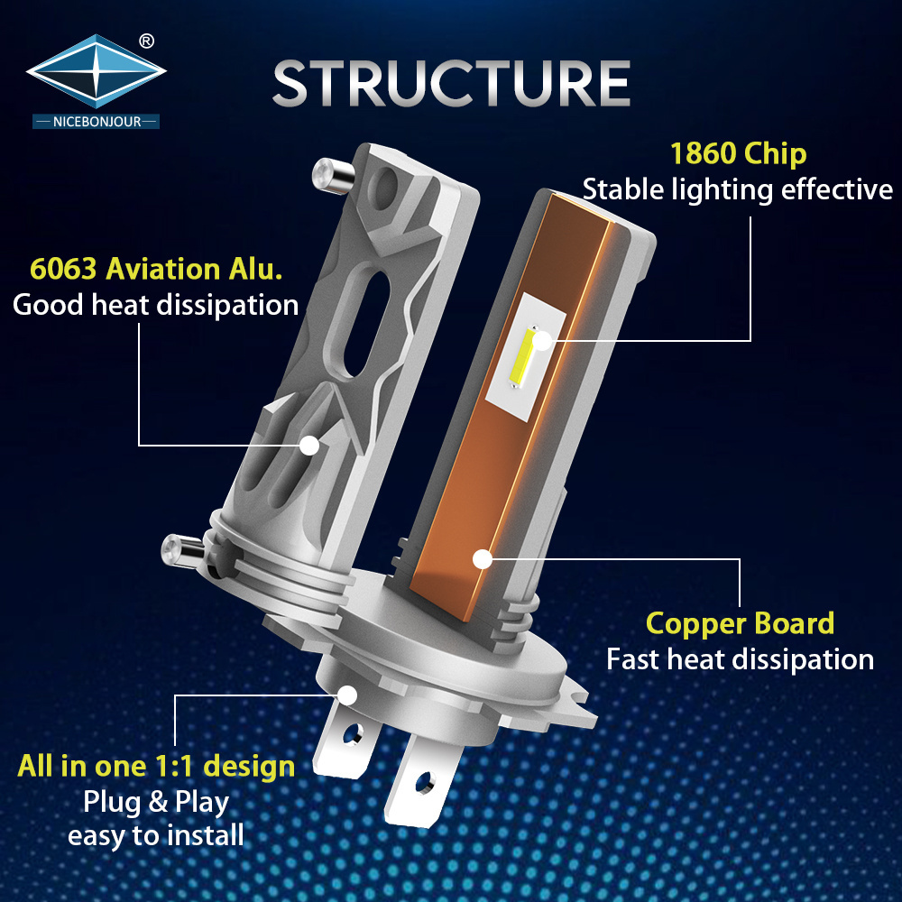 LED H4 car led H4 9005 9006 9012 H11 Plug and Play Halogen Replacement Conversion Kits H18 H7 LED headlight bulbs