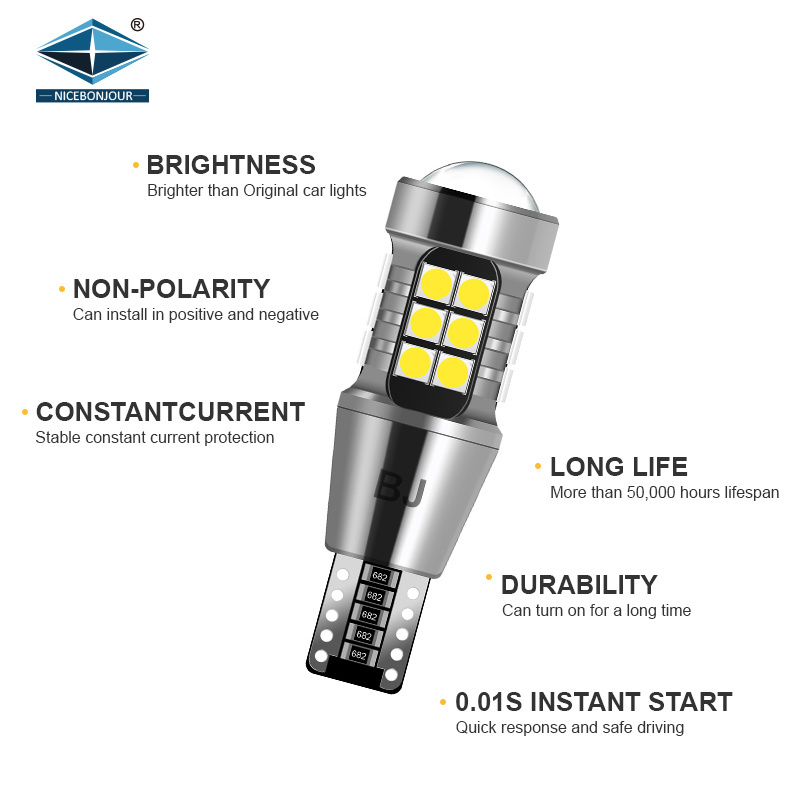 OEM super bright 1150Lm 27 SMD 3030 led car reverse light t15 led canbus w16w backup lights 921 white red led bulbs 12~24volts