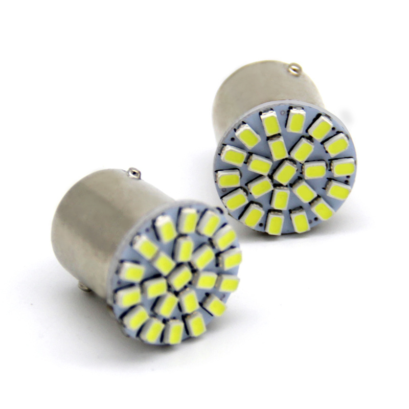 Ba15s 1156 LED Bulb Bay15d 1157 Turn Signal Lights 22 SMD 3000K White Car Tail Brake Reverse Back Parking Lamps