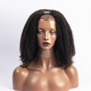 4B4C Kinky Coily U Part Human Hair Wigs For Black Women Wholesale 12A Indian Afro Kinky Curly Human Hair Wig