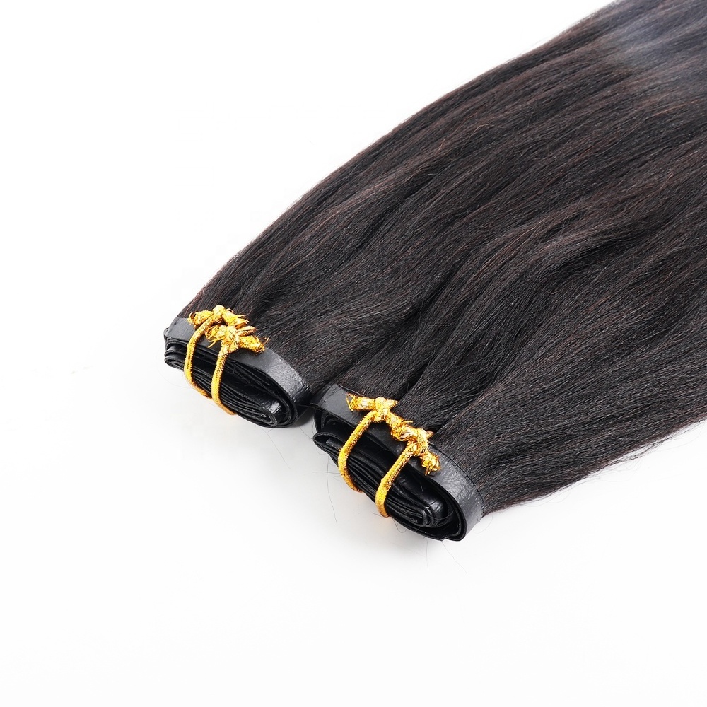 Yaki Straight PU Clip In Human Hair Extensions For Black Women Brazilian Virgin Hair Seamless Clip In Hair 120g