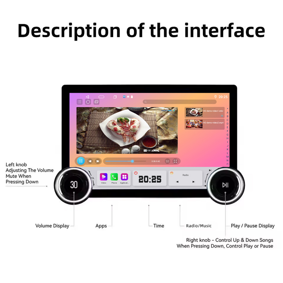 11.5 Inch Knob 2k Carplay QLED Touch Screen Android 13 Car Radio Hd Car Monitor Car Dvd Player Carplay Android Auto