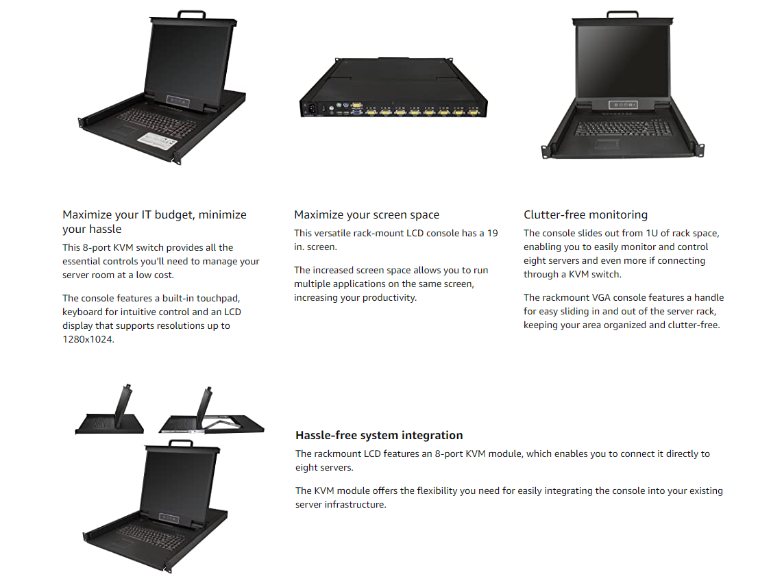 Custom Dual Rail Rackmount KVM Console H-D 1080p -  DVI/VGA KVM w/17