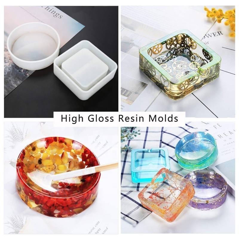 DIY Silicone Epoxy Resin Craft Mold for Coaster Flower Pot and Ashtray