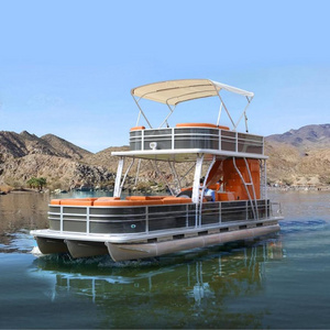 Kinocean Hot Sale 30ft Triton Double Decker pontoon boat with Bathroom and Slide for sale