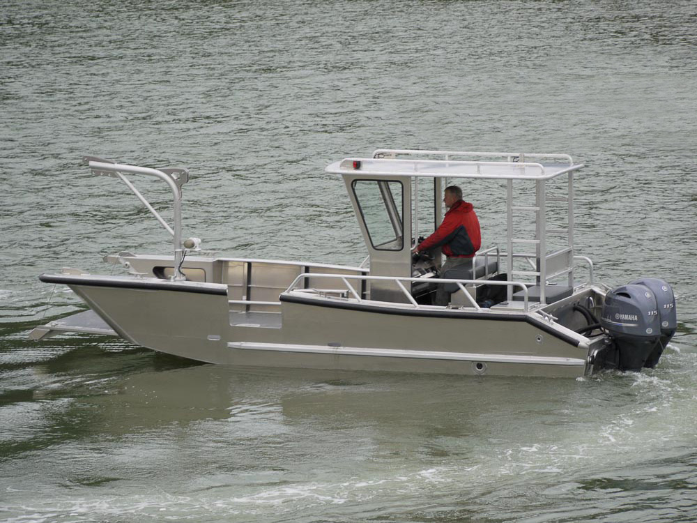 Ecocampor 23ft All Welded Aluminum Barge Boat/Landingcraft for 6 Person with Center Console for Sale