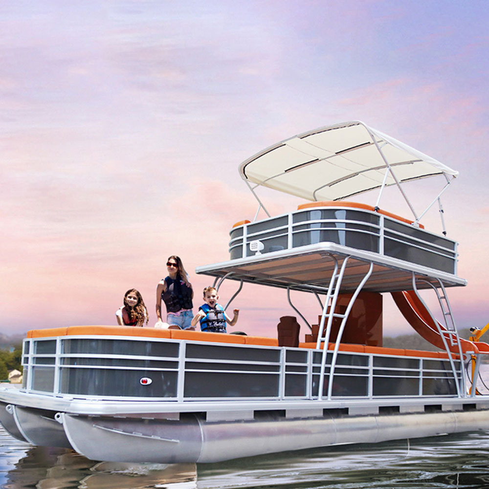 Direct Manufacturer Luxury Double Decker Pontoon Fishing Boats With Slide