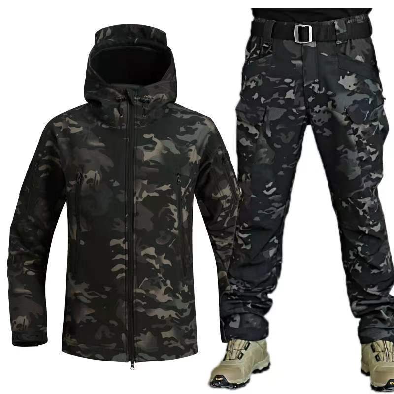 Men's Outdoor Uniform Tactical Track Jackets Autumn Winter Fleece Keep Warm Suit Hunting Coat Waterproof Tactical Outdoor Jacket