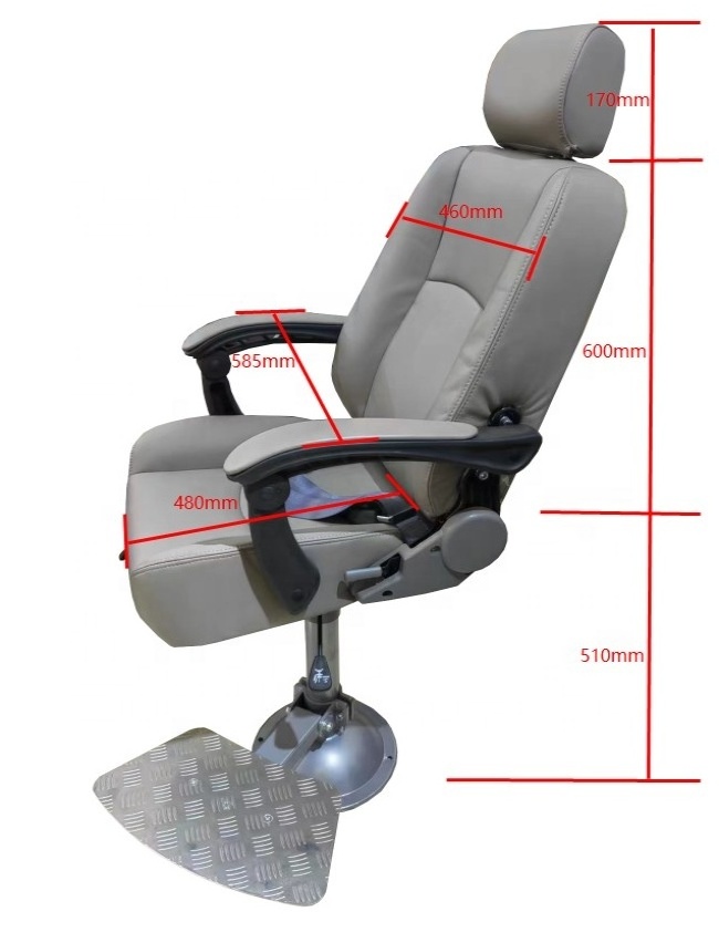 Marine Boat Driver Seat Adjustable Marine Boat Seat with Shock Absorption Pedal Aluminum Adjustable Seat