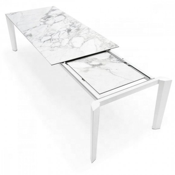 marble effect ceramic stone tops 12-seat X large extendable dining table