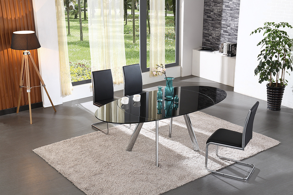 modern home furniture rotatable  glass dining table