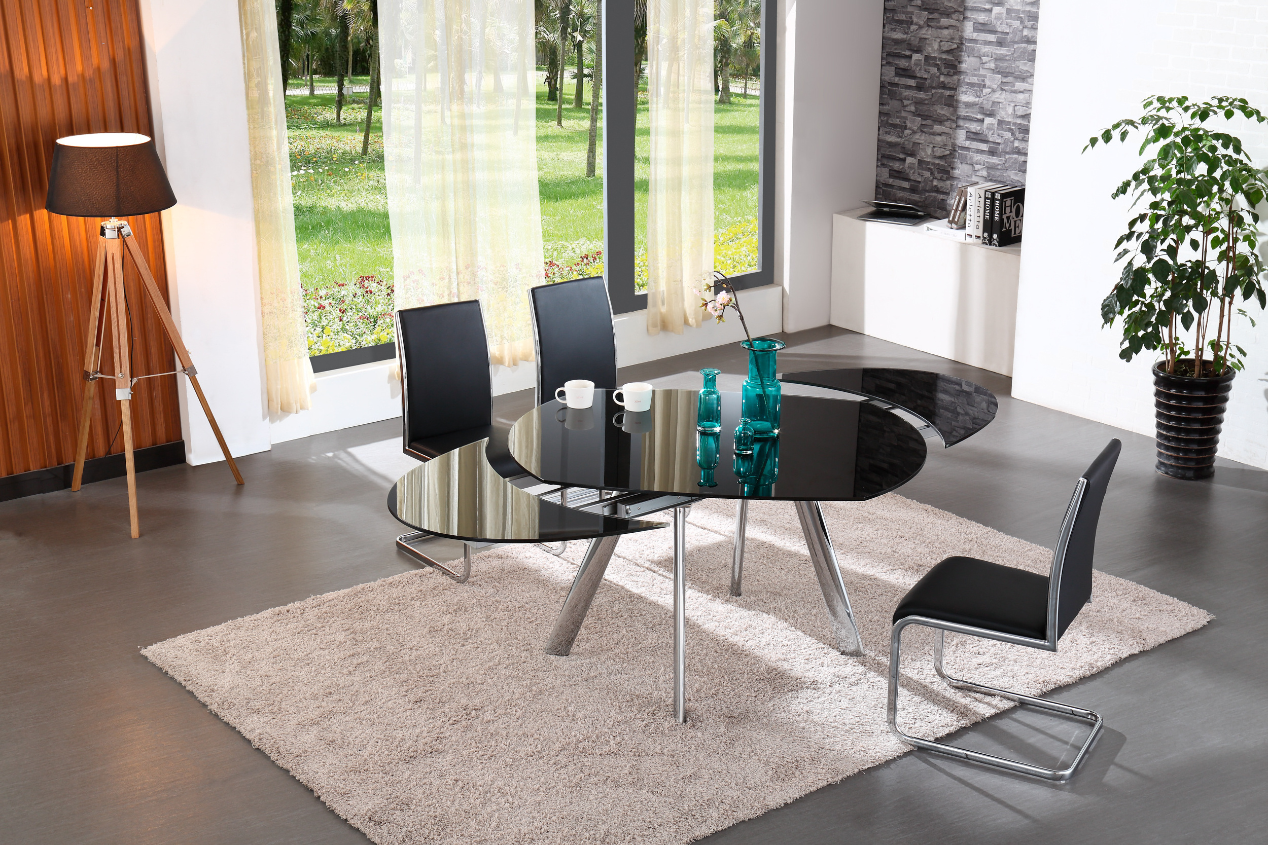 modern home furniture rotatable  glass dining table