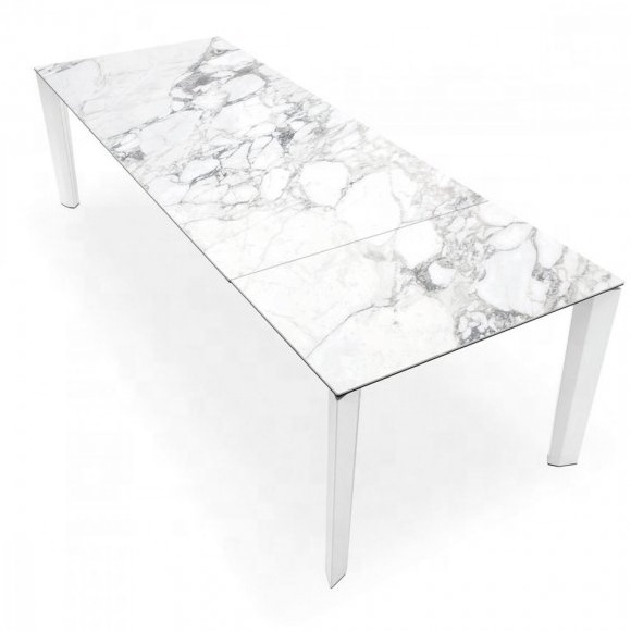 marble effect ceramic stone tops 12-seat X large extendable dining table