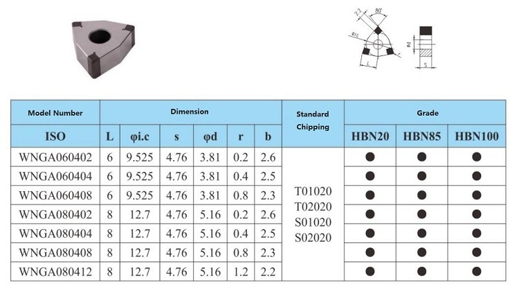 HRC40-60 CBN Diamond Inserts CNGA120412-4N CBN Insert turning tools Brazed CBN Inserts