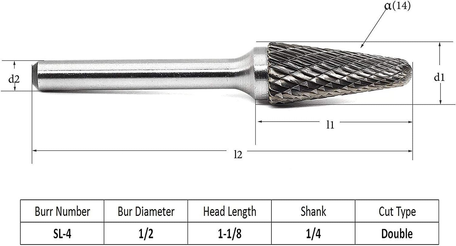 B0616MX06-45 Tungsten Carbide Burr Cylindrical End Cut Shape Double Cut HSS rotary burrs