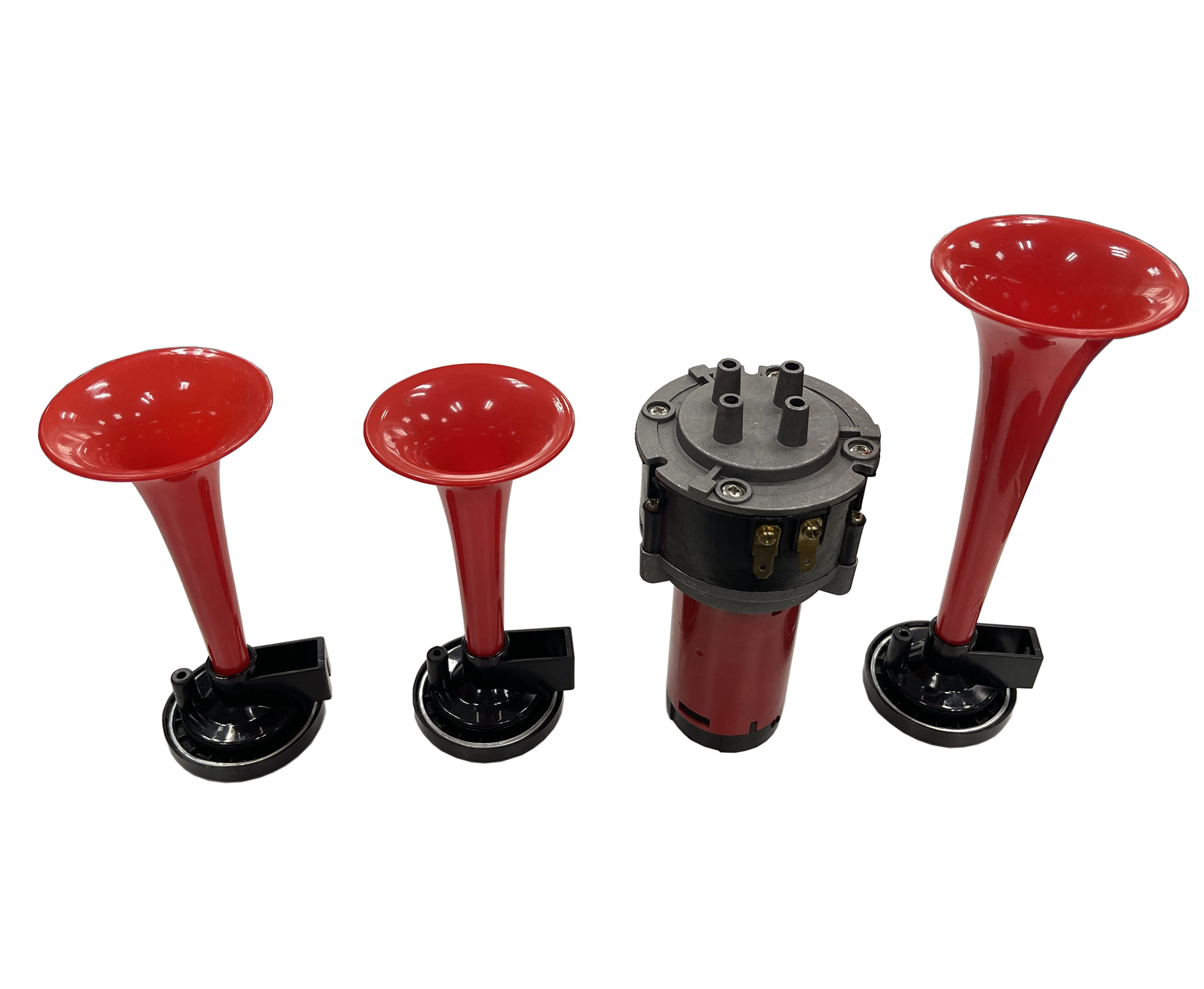 24V 3 Pipe Air Horn Trumpet Electronic Red Air Horn Compose Car Truck Boat Motorcycle Horn