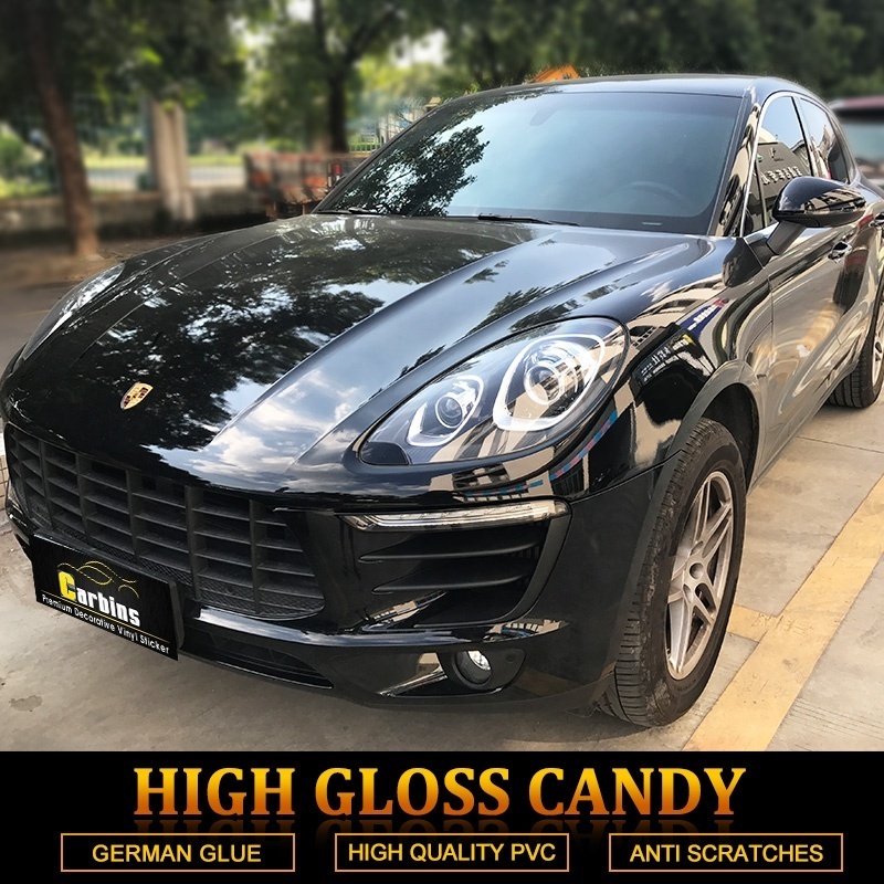 Carbins Factory Wholesale Self-adhesive High Glossy Candy Color Candy Black Car Film Vinyl Wrap Sticker