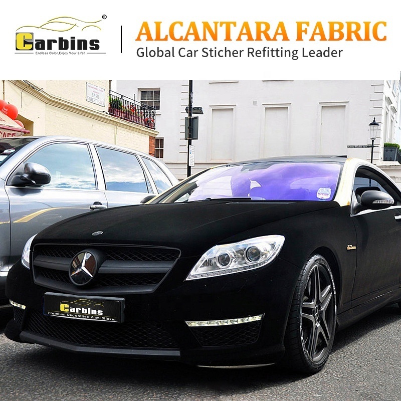 Carbins 1.42*15m Black Suede Fabric Car Wrapping Sticker Velvet Car Interior Wrap Vinyl Decoration Film