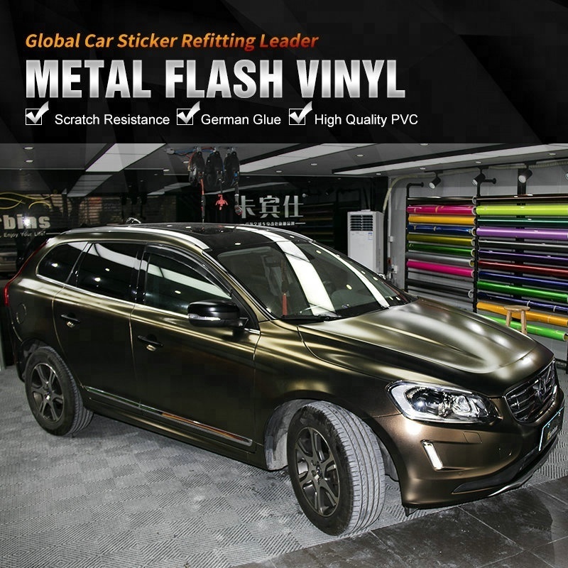 Carbins Metal Flash Lightning Vinyl Wrap Metal Bronze Color Change Film for Car Full Body Exterior Accessories Styling