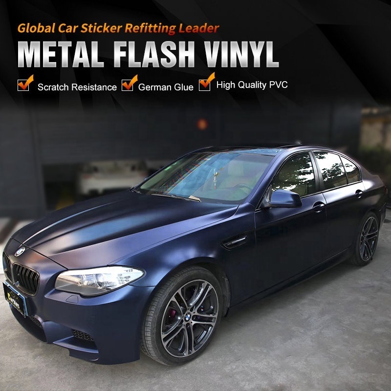 Carbins Automotive Film Vinyl Adhesive Sticker Metal Flash Midnight Blue Matte Satin Chrome Car Wrap