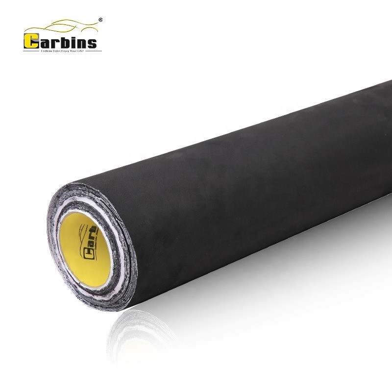 Carbins 1.42*15m Black Suede Fabric Car Wrapping Sticker Velvet Car Interior Wrap Vinyl Decoration Film