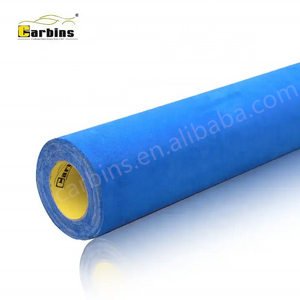 Carbins Blue Adhesive Suede Fabric Self Adhesive Alcantara Fabric With Glue For Car Interior Decoration 1.42*15M