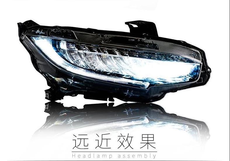 LED Headlamp Car Headlight For Honda Civic 10th 2018 2017 DRL with moving Front Lamp Assembly