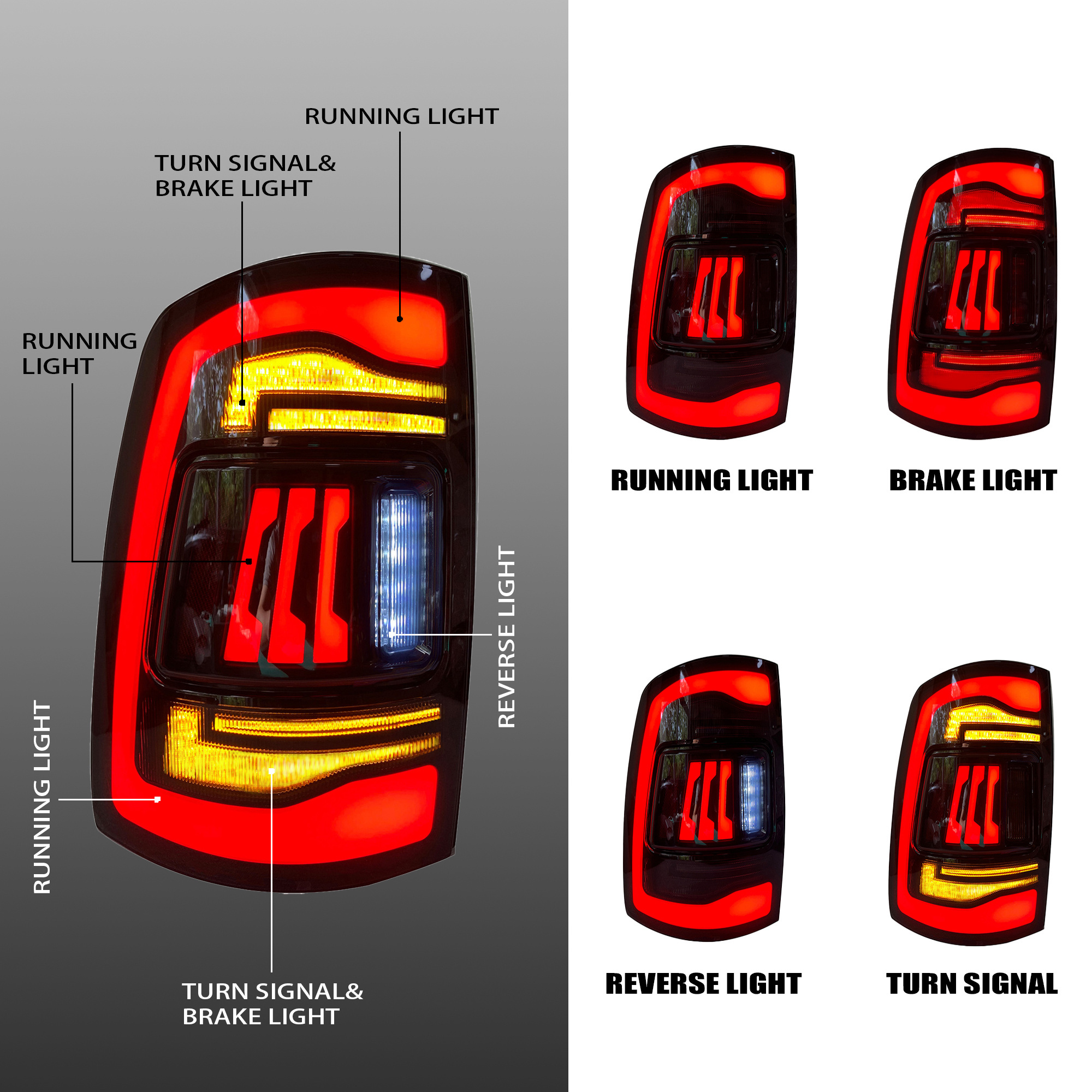 Pick-up Truck Lamp For Dodge Ram 1500 2500 3500 2009-2018 Car Led Tail Light Back Rear Lamp Auto Accessory