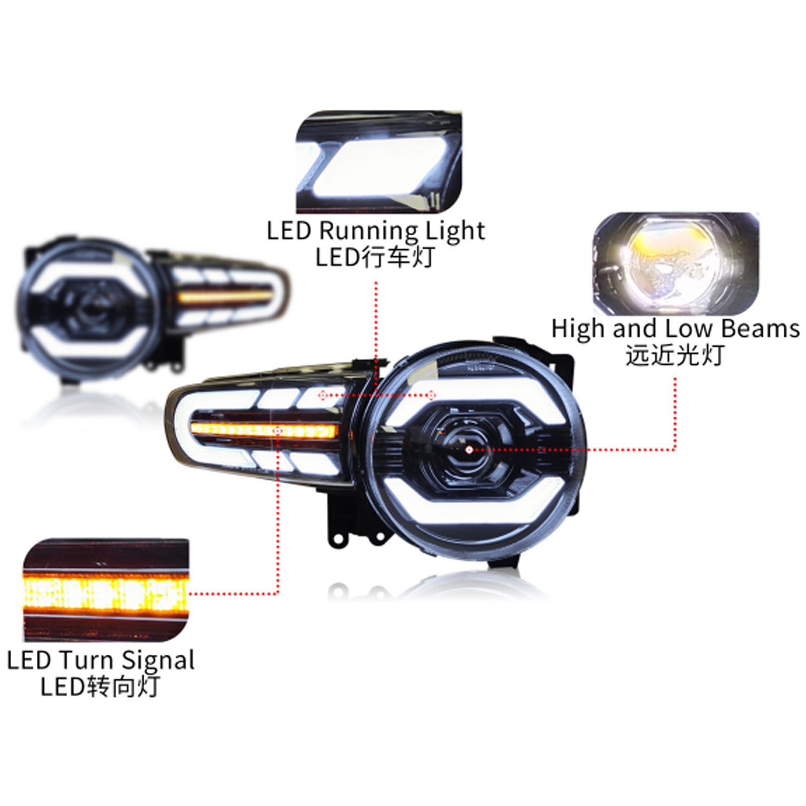 Auto Modified Headlamp Car Led Headlight For Toyota FJ Cruiser 2007-2016 Front Lights Car Rear Lamp Accessory