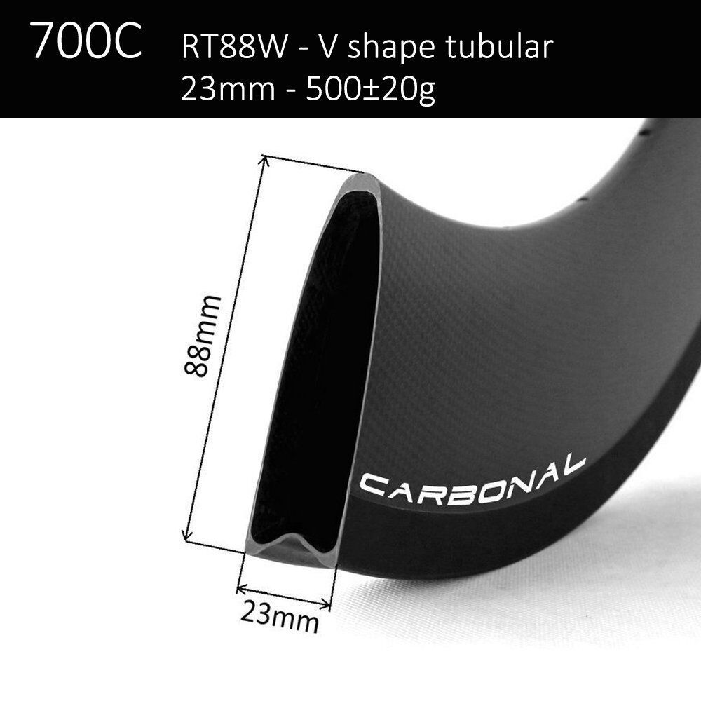 Road Carbon Wheel Rim 700c 88mm profile tubular carbon rim brake 23mm width