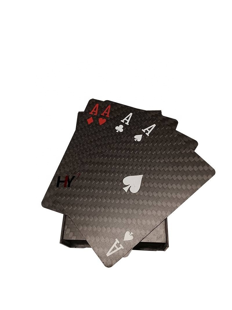 Customization Carbon Fiber Black Poker Playing Cards with  Customer Logo