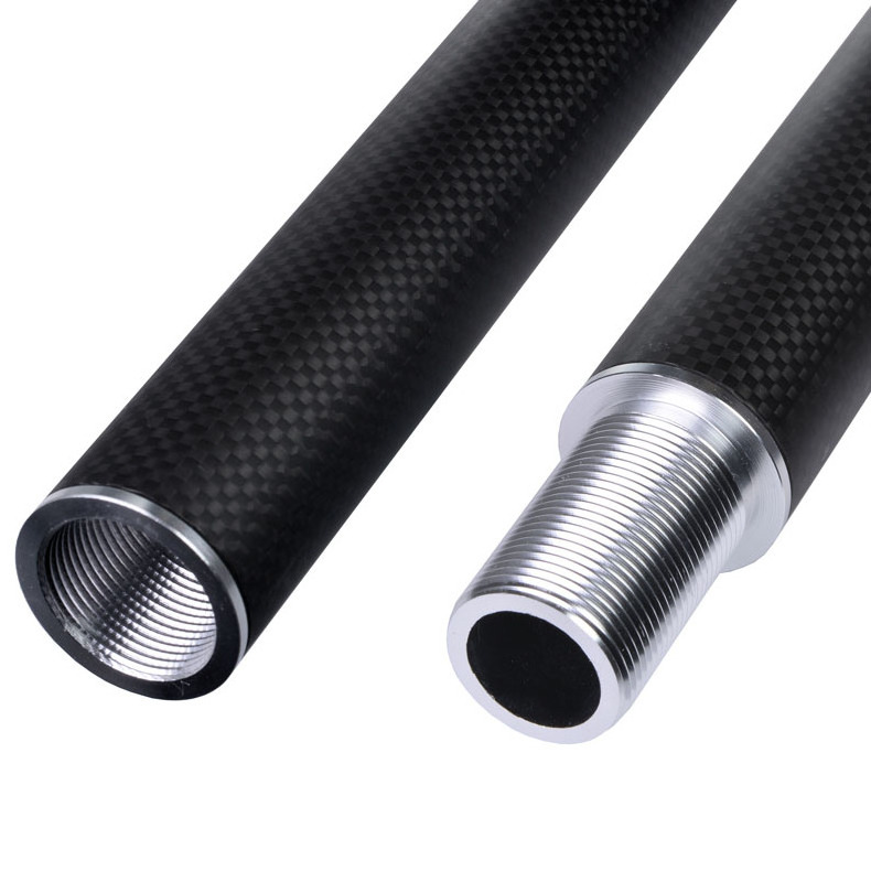 Carbon fiber tube connector with aluminum threaded tip