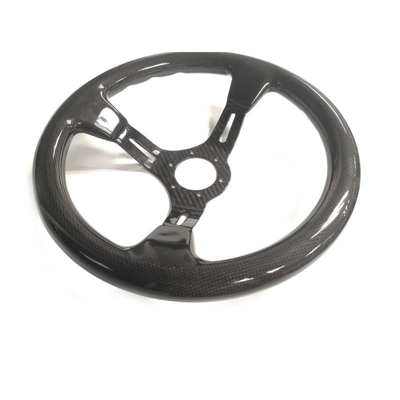 Custom Light Weight  3K Plain Glossy Carbon Fiber Racing Car Steering Wheel