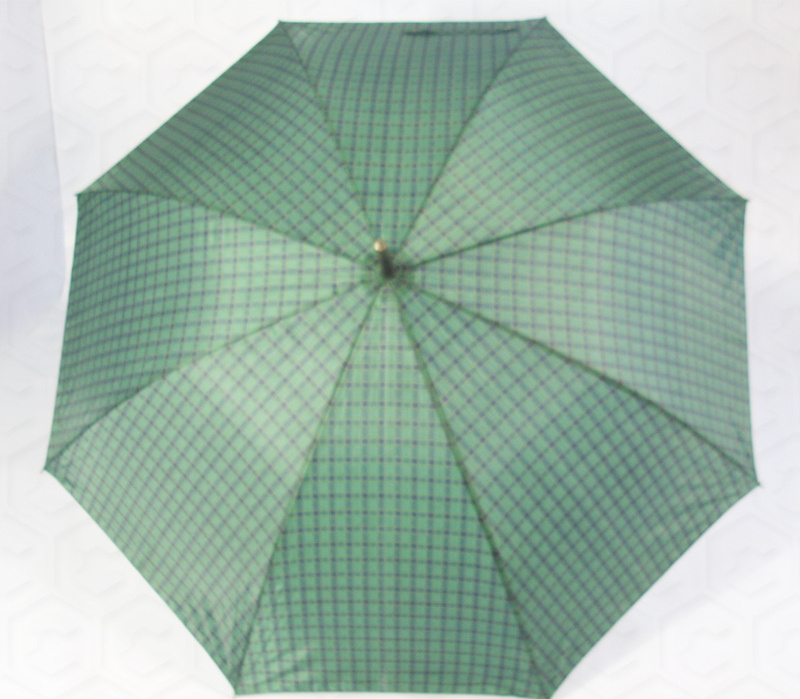 Spain market plaid printing quality umbrella with leather handle