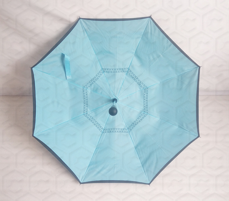 Customized frame and button light blue reverse umbrella for Italy