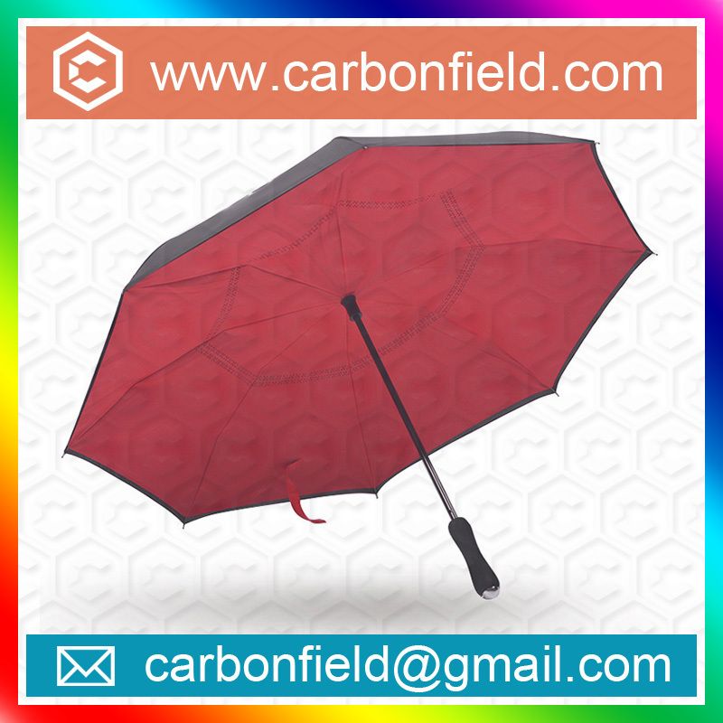 Single layer handheld parasol upside-down umbrella with shoulder strap