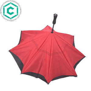 Single layer handheld parasol upside-down umbrella with shoulder strap