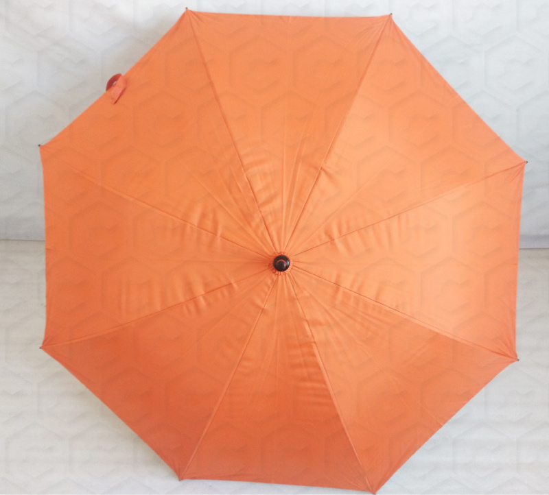 High quality orange color 210t pongee with silver coated golf umbrella with straps