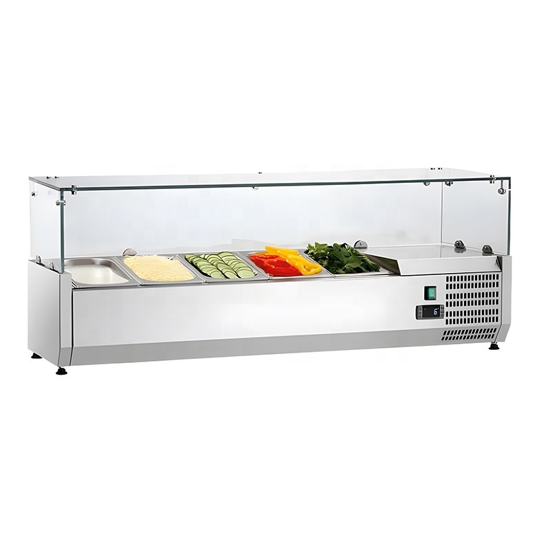 Commercial Restaurant Table Top Display Island Bar Salad Counter Fridge Counter Top Refrigerator