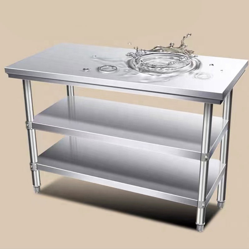 Factory Price Food Grade 304 Custom Size Assembly Commercial Stainless Steel Work Table With Wheels & Drawers Wholesale