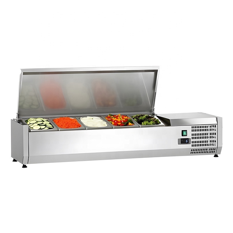 Commercial Restaurant Table Top Display Island Bar Salad Counter Fridge Counter Top Refrigerator