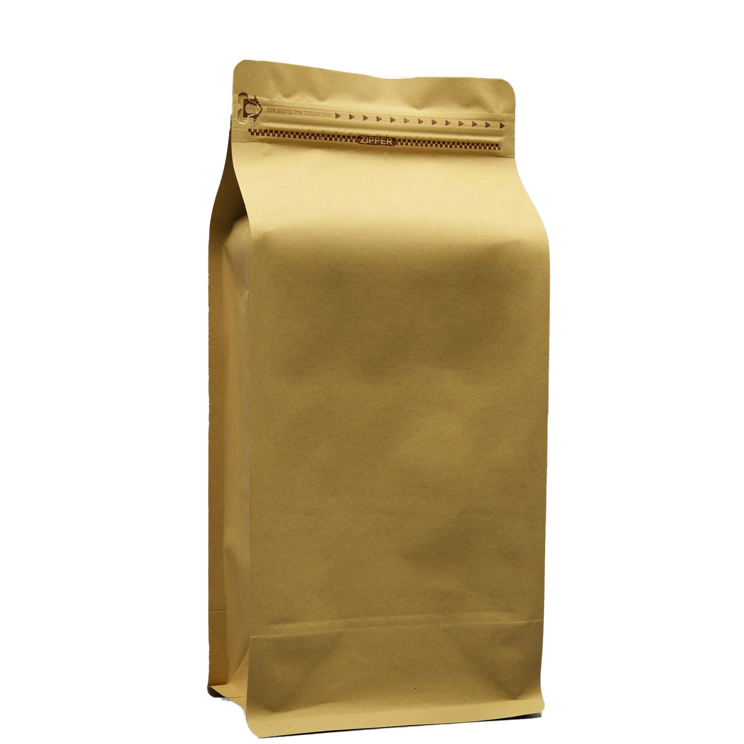 Big Size Biodegradable Resealable Kraft Flat Bottom Custom Printed Coffee Bean Bag with Gusset One Way Valve