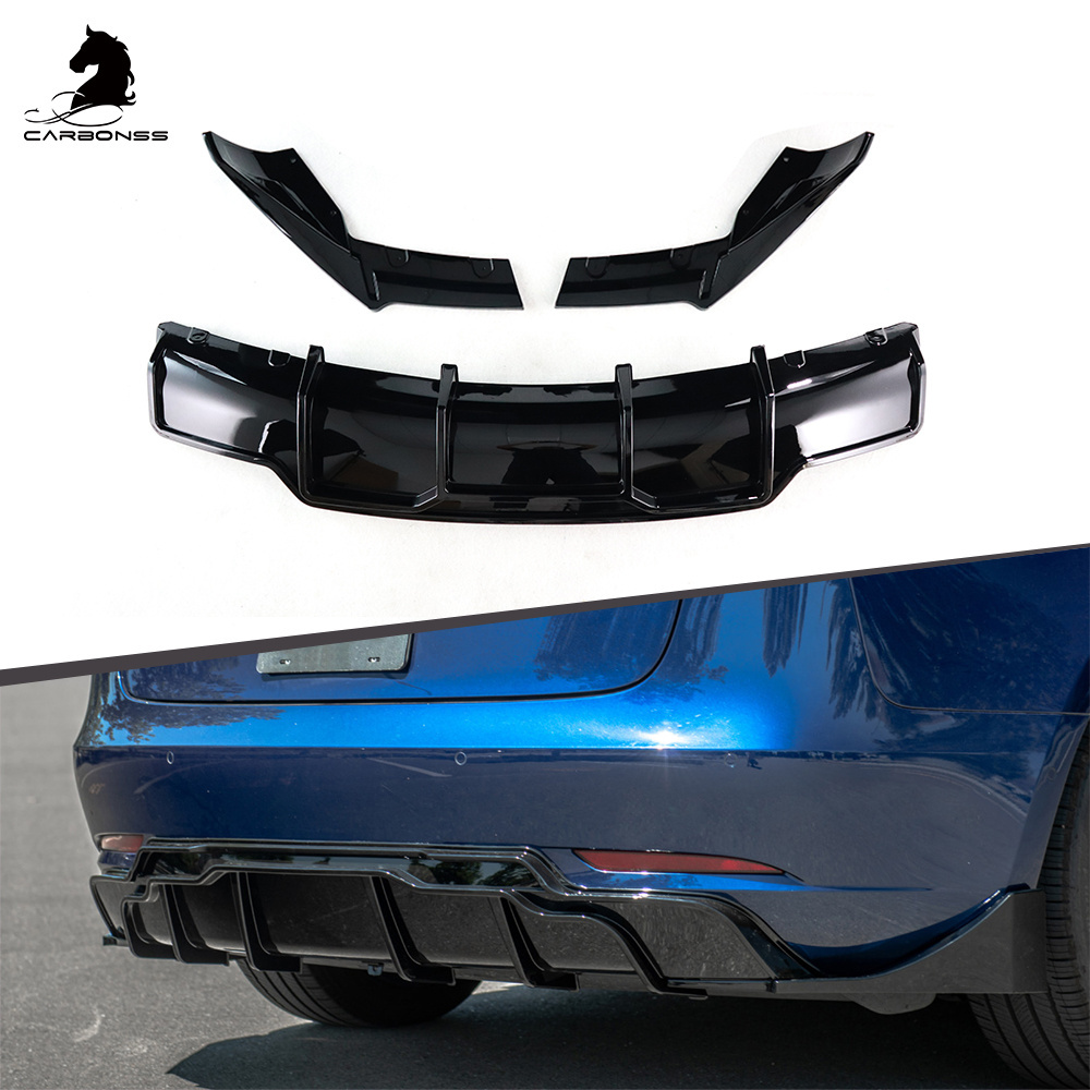 Gloss Black Rear Diffuser Body Kit Rear Bumper Diffuser For Tesla Model 3